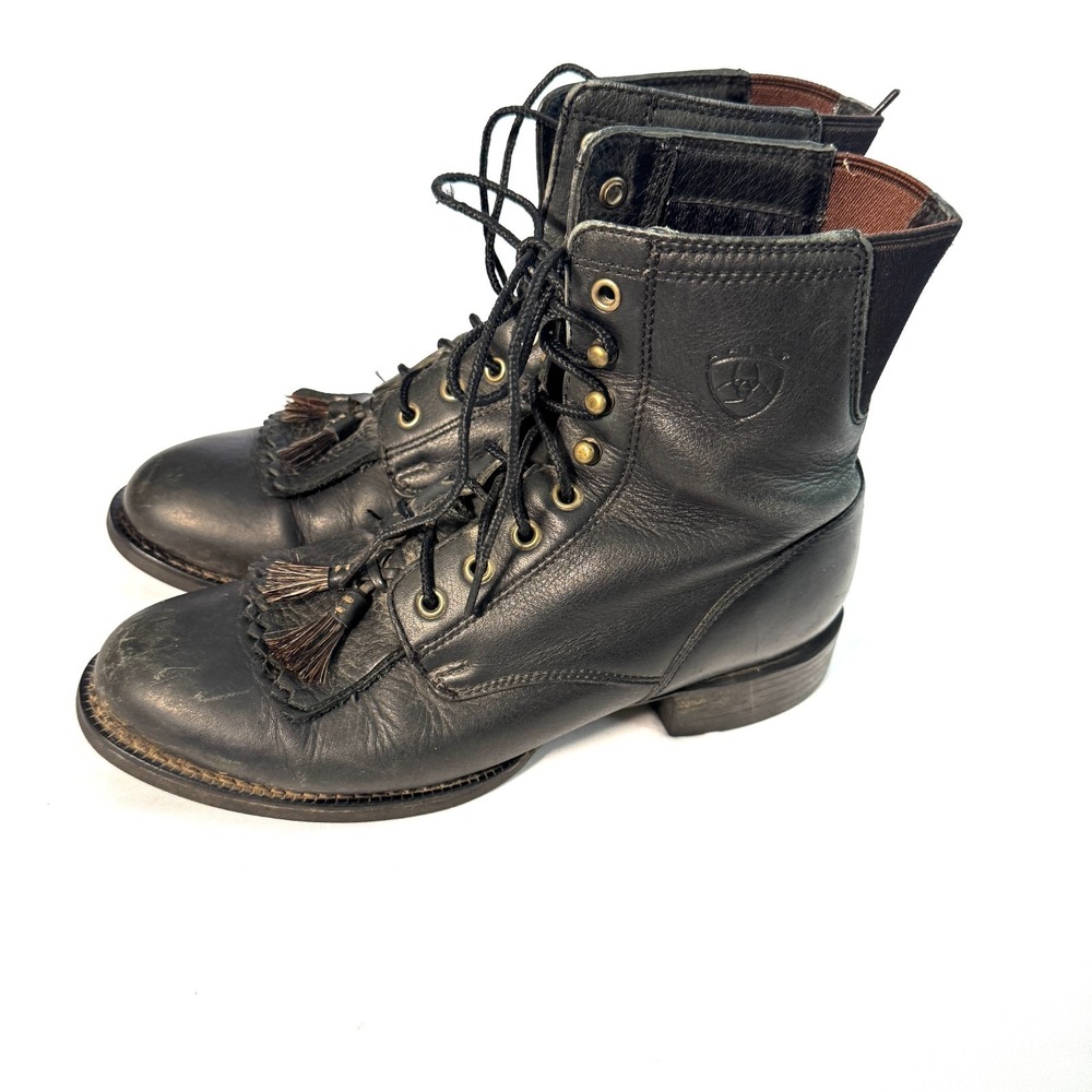Ariat Cobalt Heritage Lacer 33401 Boots Womens US 6B Black Leather Kiltie Tassel